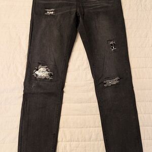 L&B Black Distressed Jeans with Sequin Accents